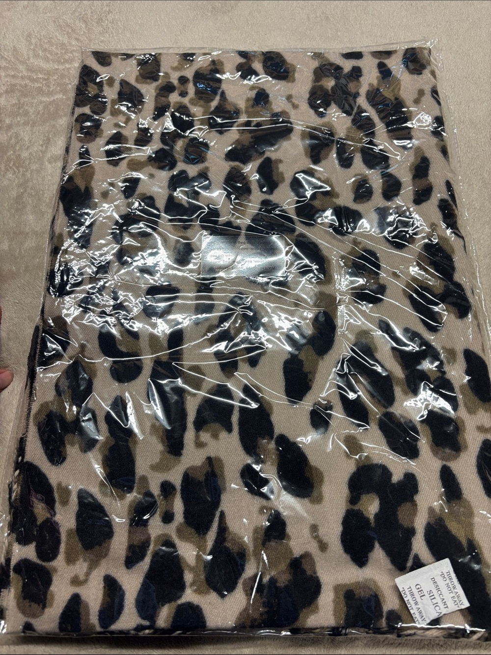 Leopard Print Beige and Black Fringe scarf - Picture 5 of 5